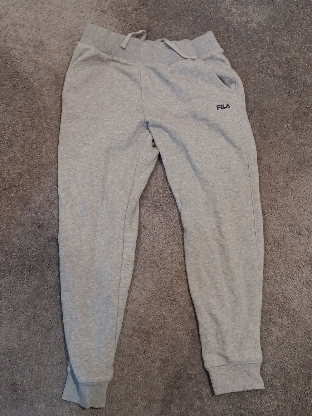FILA Gray and White Cozy Fleece Joggers